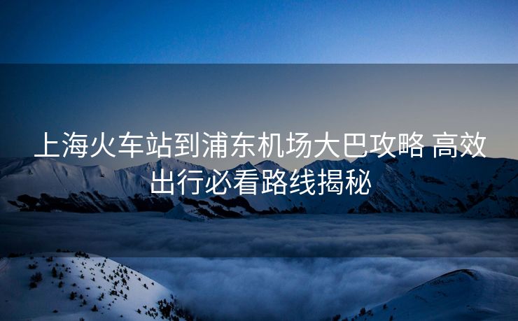 上?；疖囌镜狡謻|機(jī)場(chǎng)大巴攻略 高效出行必看路線揭秘