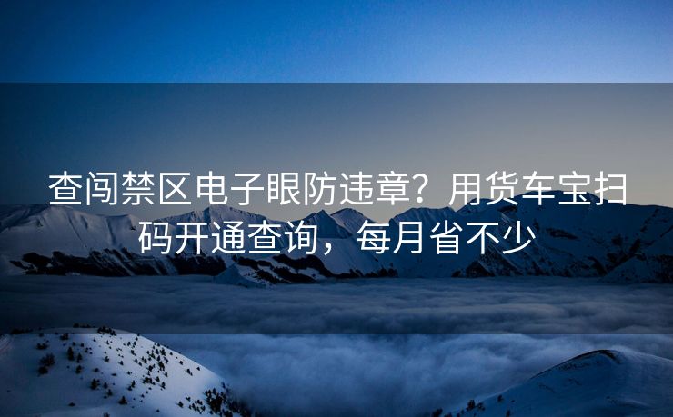 查闖禁區(qū)電子眼防違章？用貨車寶掃碼開通查詢，每月省不少