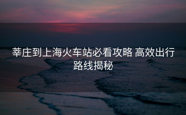 莘莊到上?；疖囌颈乜垂ヂ?高效出行路線揭秘