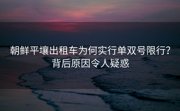 朝鮮平壤出租車為何實行單雙號限行？背后原因令人疑惑