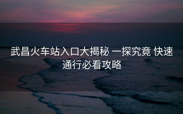 武昌火車站入口大揭秘 一探究竟 快速通行必看攻略 武昌火車站入口大揭秘 一探究竟 快速通行必看攻略